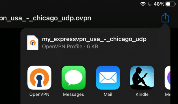 Opening an OpenVPN file attachment from an email on an iPad