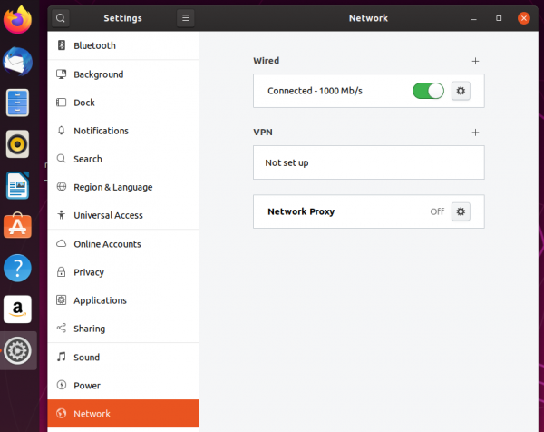 Ubuntu network settings screen