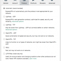 ExpressVPN protocol settings in Windows app